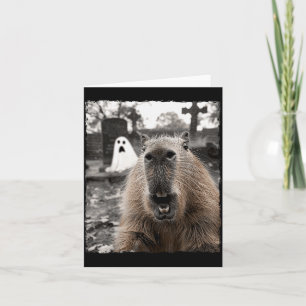 Funny Capybara Halloween Costume Card