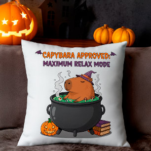Funny Capybara Halloween Witch Wizard Cauldron Cushion