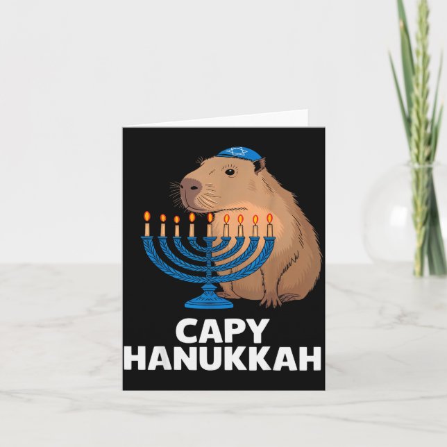 Funny Capybara Happy Hanukkah Chanukah Jewish Men  Card (Front)