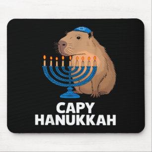 Funny Capybara Happy Hanukkah Chanukah Jewish Men Mouse Pad