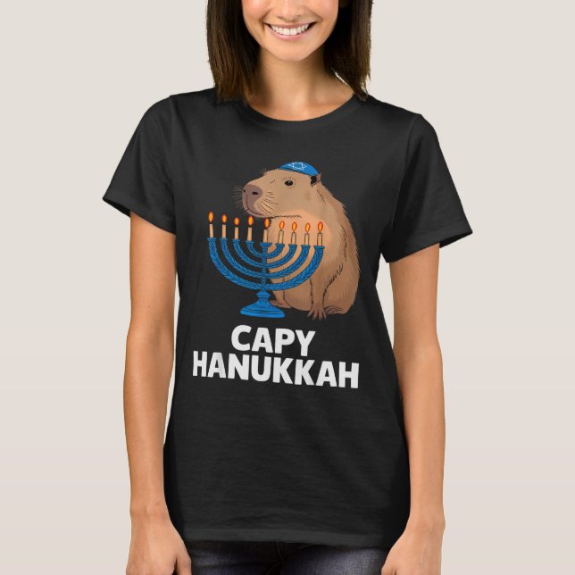 Funny Capybara Happy Hanukkah Chanukah Jewish Men  T-Shirt (Front)