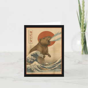 Funny Capybara Japanese Wave Capyzilla Boys Girls Card