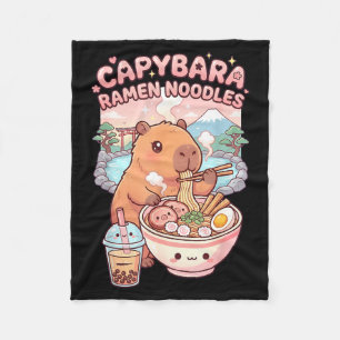 Funny capybara noodle ramen kawaii capybara eating fleece blanket