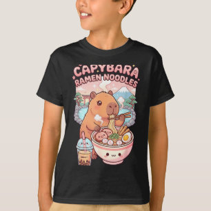 Funny capybara noodle ramen kawaii capybara eating T-Shirt