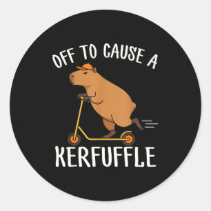 Funny Capybara Off To Cause A Kerfuffle Weirore Me Classic Round Sticker