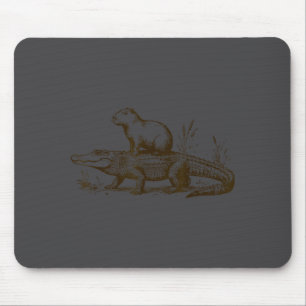 Funny Capybara Riding An Alligator Men Women Capyb Mouse Pad