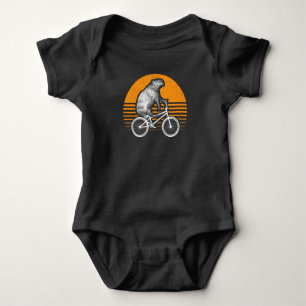 Funny Capybara Riding Bike Retro Capibara Bicycle Baby Bodysuit