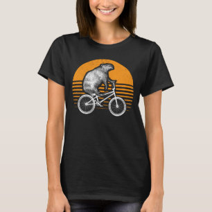 Funny Capybara Riding Bike Retro Capibara Bicycle T-Shirt