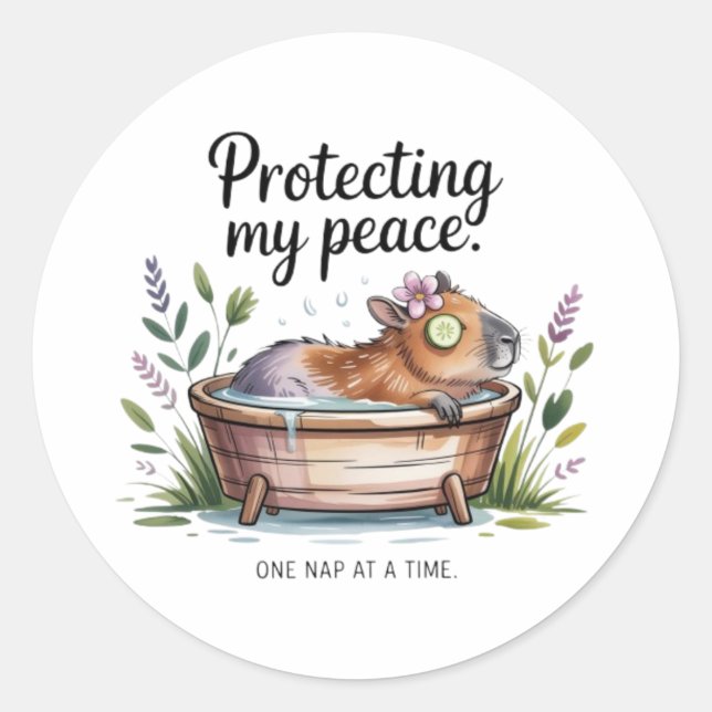 Funny Capybara Self Care Sticker - Protecting My P (Front)