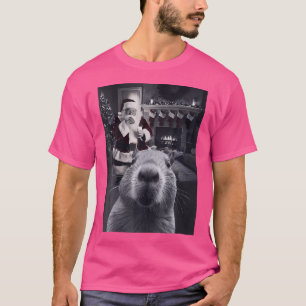 Funny Capybara Selfie With Santa Capy Xmas Rodent T-Shirt