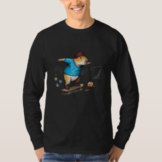 Funny Capybara Skateboarding Art for Boys Girls T-Shirt