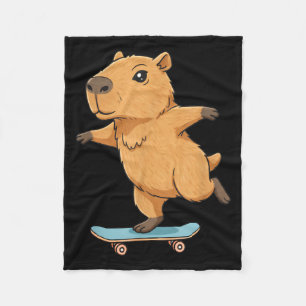 Funny Capybara Skater Skateboard Ballerina Zoo Boy Fleece Blanket
