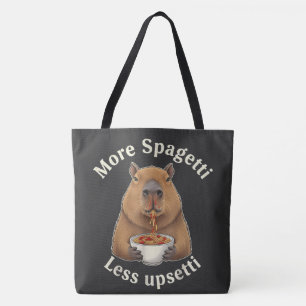 Funny Capybara Spaghetti Pun - More Spaghetti Less Tote Bag