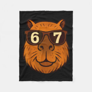 Funny Capybara Sungles 67 Six Seven Meme  Fleece Blanket