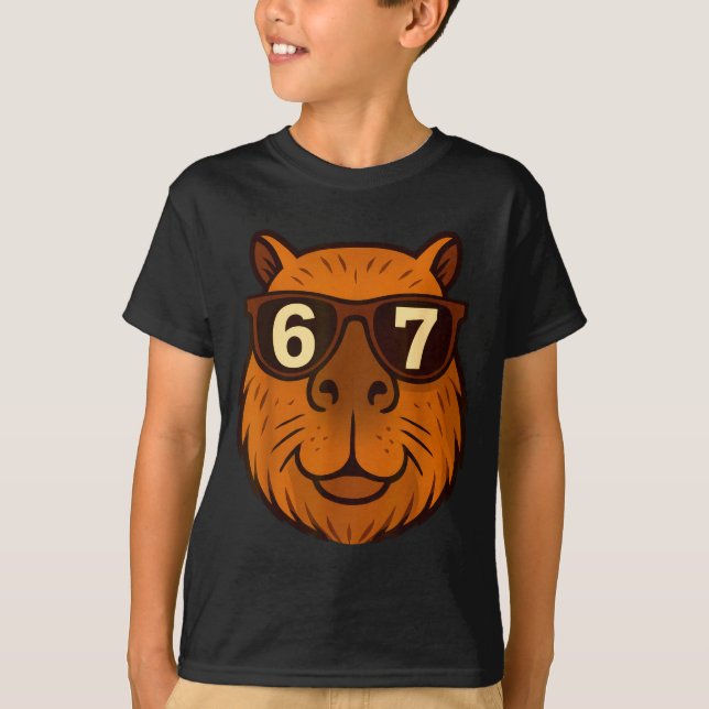 Funny Capybara Sungles 67 Six Seven Meme  T-Shirt (Front)