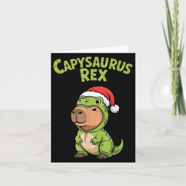 Funny Capybara T-rex Costume Christmas Kids Boys  Card (Front)