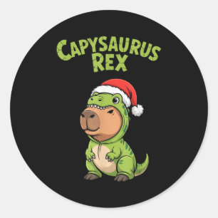 Funny Capybara T-rex Costume Christmas Kids Boys  Classic Round Sticker