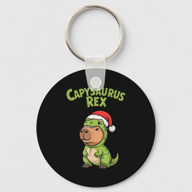 Funny Capybara T-rex Costume Christmas Kids Boys  Key Ring (Front)