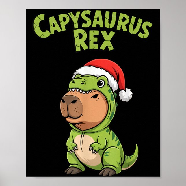 Funny Capybara T-rex Costume Christmas Kids Boys  Poster (Front)