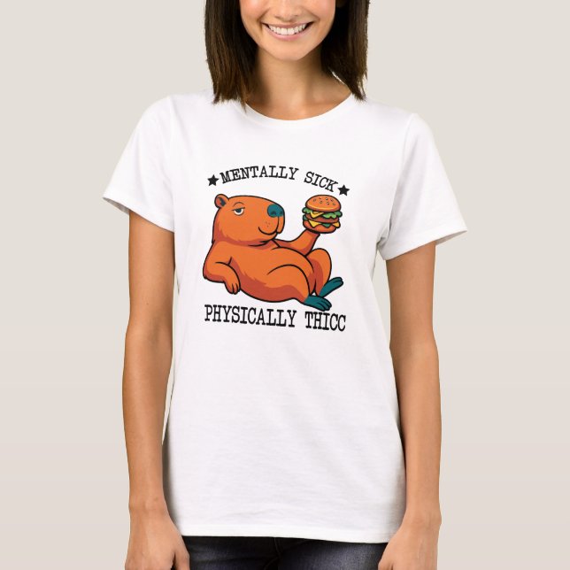 Funny Capybara Thicc Meme T-Shirt (Front)