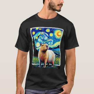 Funny Capybara Van Gogh Style Starry Night Light M T-Shirt