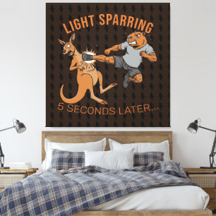 Funny Capybara vs Kangaroo Light Sparring MMA Meme Canvas Print