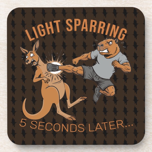 Funny Capybara vs Kangaroo Light Sparring MMA Meme Coaster (Front)