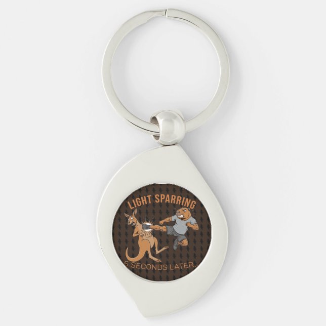 Funny Capybara vs Kangaroo Light Sparring MMA Meme Key Ring (Front)
