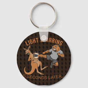 Funny Capybara vs Kangaroo Light Sparring MMA Meme Key Ring