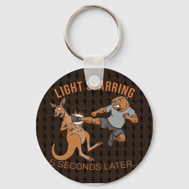 Funny Capybara vs Kangaroo Light Sparring MMA Meme Key Ring (Front)