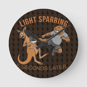 Funny Capybara vs Kangaroo Light Sparring MMA Meme Round Clock