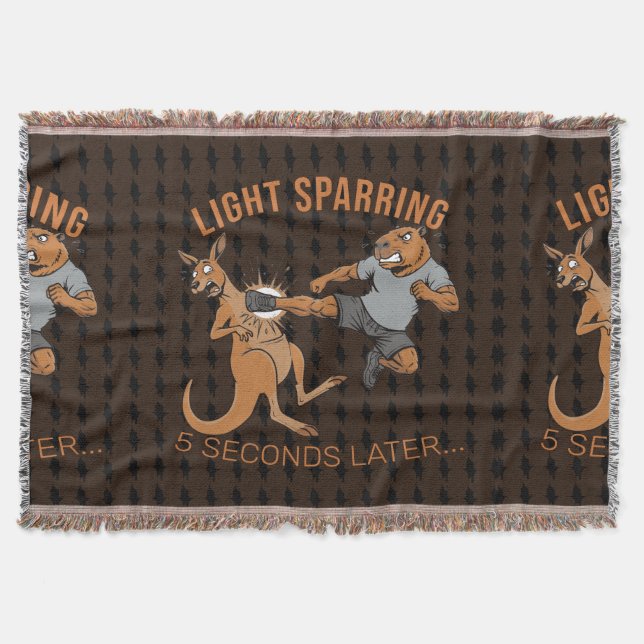 Funny Capybara vs Kangaroo Light Sparring MMA Meme Throw Blanket (Front)