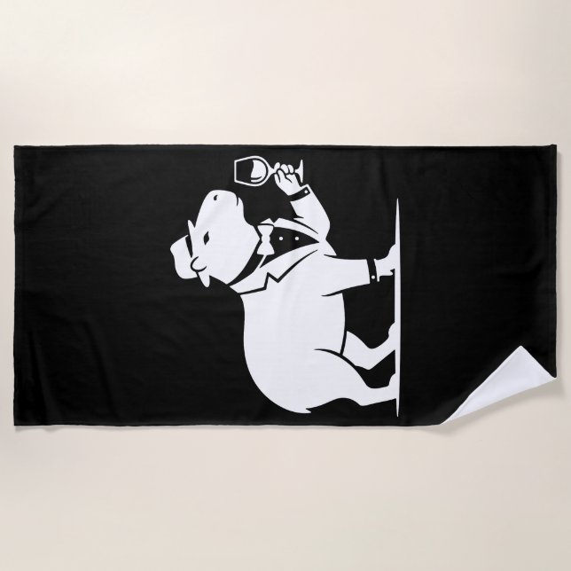 Funny Capybara Wineglass Minimalist Modern Beach Towel (Front)