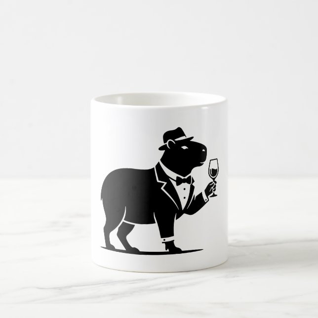 Funny Capybara Wineglass Minimalist Modern Coffee Mug (Center)