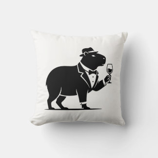 Funny Capybara Wineglass Minimalist Modern Cushion