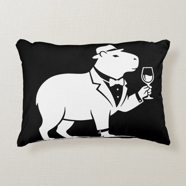 Funny Capybara Wineglass Minimalist Modern Decorative Cushion (Front)