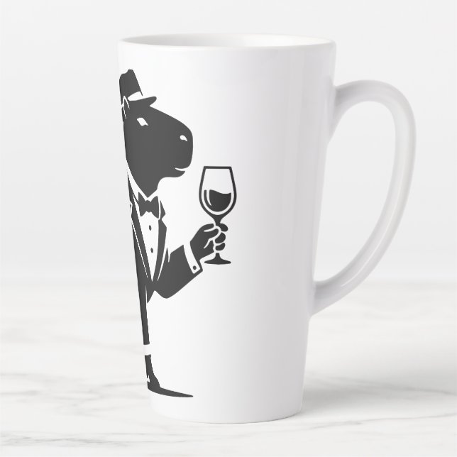 Funny Capybara Wineglass Minimalist Modern Latte Mug (Right)