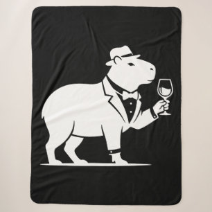 Funny Capybara Wineglass Minimalist Modern Sherpa Blanket