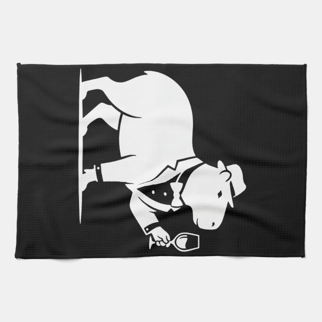 Funny Capybara Wineglass Minimalist Modern Tea Towel (Horizontal)