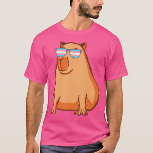 Funny Capybara With Glasses Transgender Flag Capyb T-Shirt
