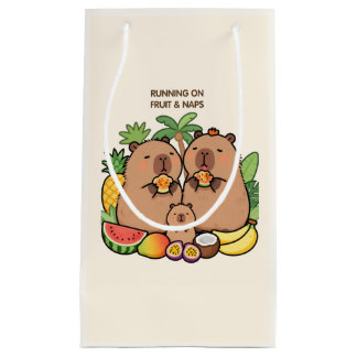 Funny Capybara Wrapping Paper – Fruit & Naps Small Gift Bag
