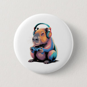 Funny Capyra Gamer Video Gamer Capyra  6 Cm Round Badge