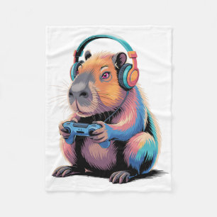 Funny Capyra Gamer Video Gamer Capyra Fleece Blanket