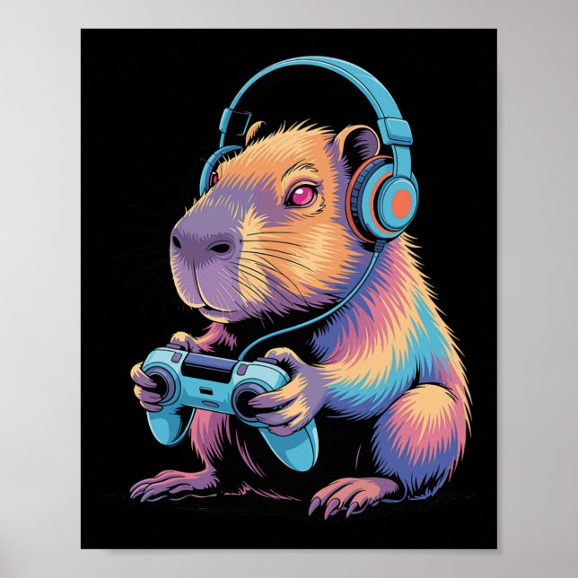 Funny Capyra Gaming Video Gamer Capyra  Poster (Front)