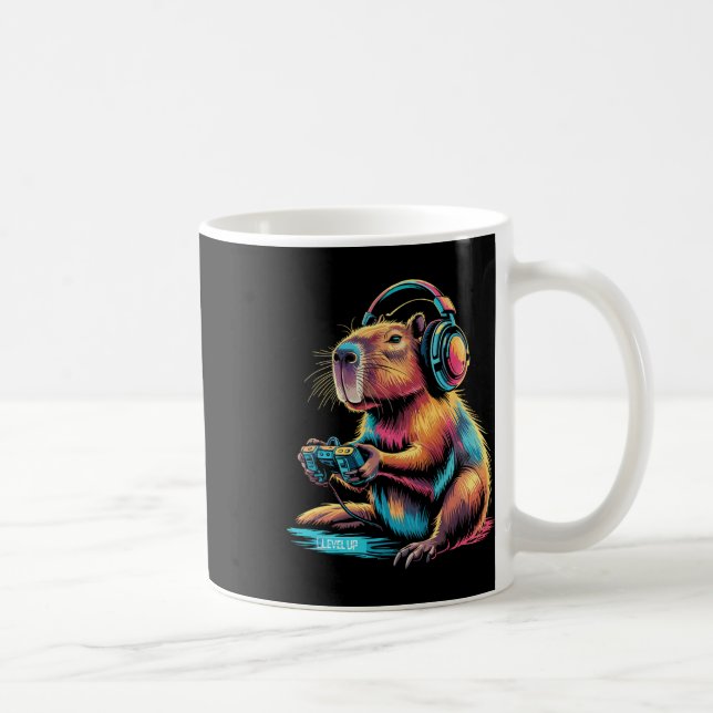 Funny Capyra Video Gamer Capyra  Coffee Mug (Right)