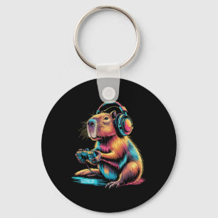 Funny Capyra Video Gamer Capyra  Key Ring