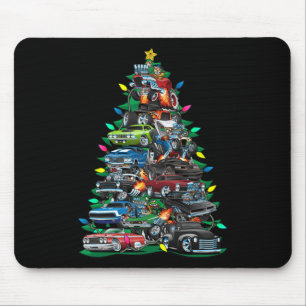 Funny Car Christmas Tree Clic Muscle Cars Tree Lig Mouse Pad