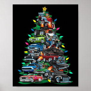 Funny Car Christmas Tree Clic Muscle Cars Tree Lig Poster