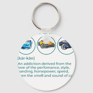 Funny Car Guy Gift - CARCAINE Definition Love Of C Key Ring