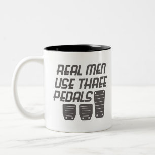 Funny Car Guy Gift Real Men Use Three Pedals Two-Tone Coffee Mug